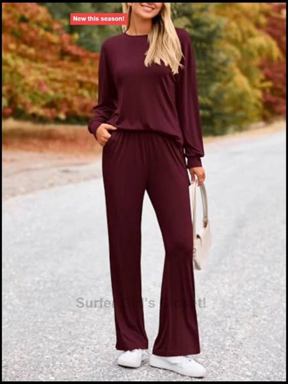2 Piece Outfits Crewneck Long Sleeve Top Wide Leg Pants Lounge Set Tracksuit